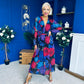 Sabrina Banded Midi Dress Black Floral Blue