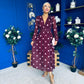 Sabrina Banded Midi Dress Polka Burgundy