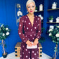 Sabrina Banded Midi Dress Polka Burgundy