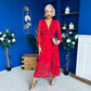 Sabrina Banded Midi Dress Floral Rouge