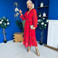 Sabrina Banded Midi Dress Floral Rouge