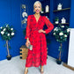 Sabrina Banded Midi Dress Floral Rouge