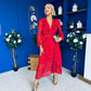 Sabrina Banded Midi Dress Floral Rouge