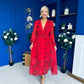 Sabrina Banded Midi Dress Floral Rouge