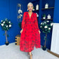 Sabrina Banded Midi Dress Floral Rouge