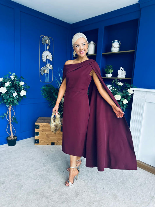 Amanda Detailed Occasion Dress Burgundy