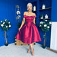 Daphne Off The Shoulder Skater Midi Dress Plum