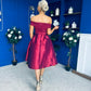 Daphne Off The Shoulder Skater Midi Dress Plum