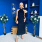 Mira Halterneck Shimmer Midi Dress Black