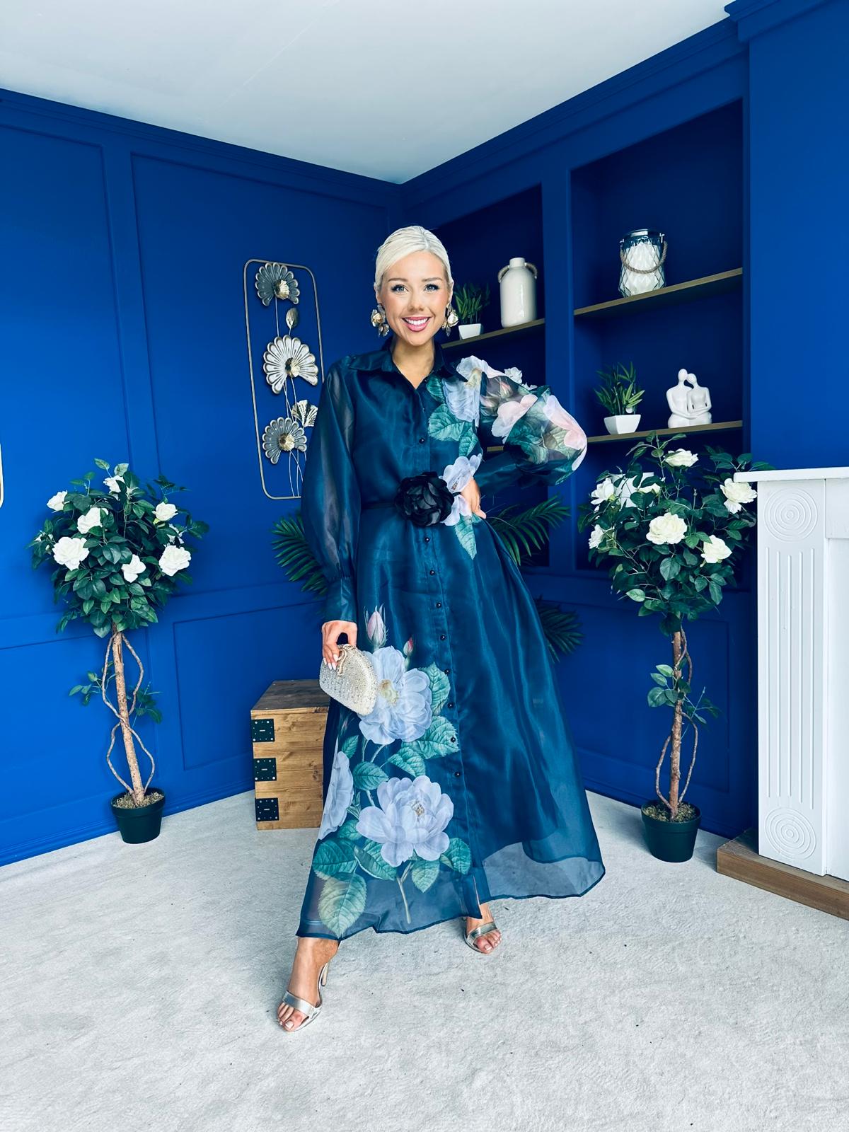 Barbara Occasion Shirt Dress Floral Navy
