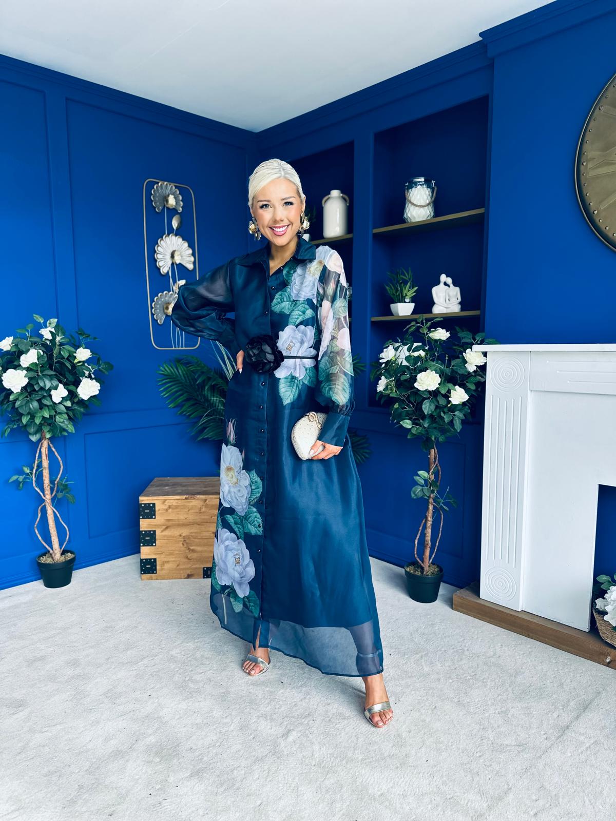 Barbara Occasion Shirt Dress Floral Navy