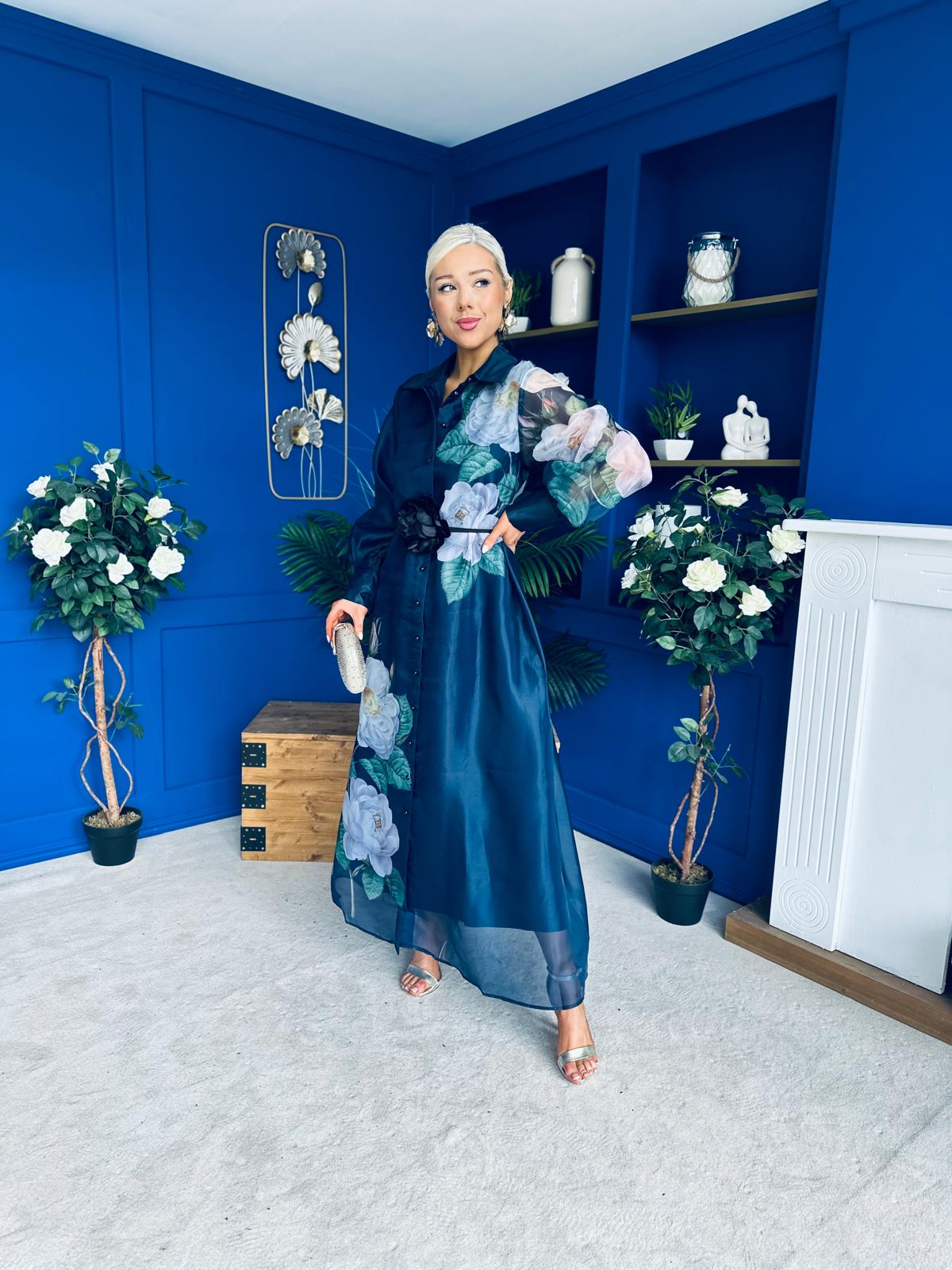 Barbara Occasion Shirt Dress Floral Navy