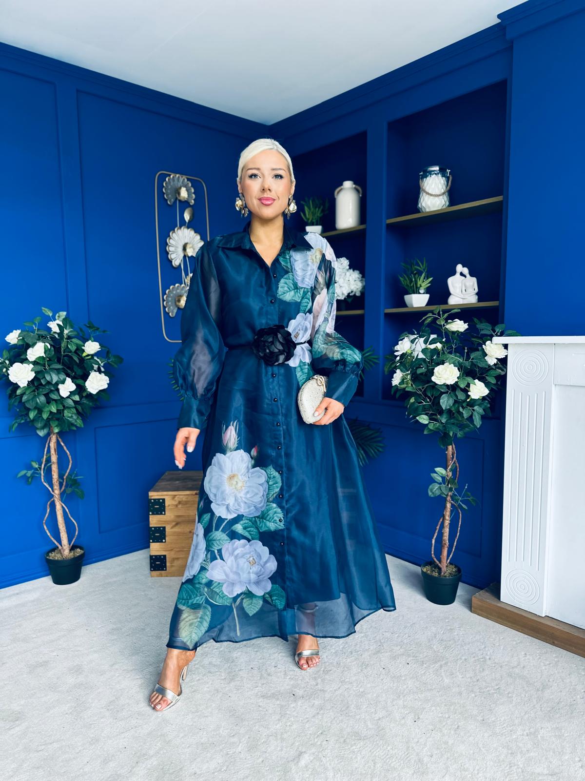 Barbara Occasion Shirt Dress Floral Navy