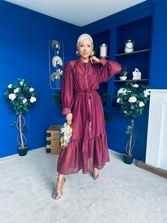 Annette Occasion Shirt Dress Burgundy