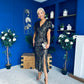 Priscilla Ruched Detail Midi Dress Black & Gold