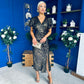 Priscilla Ruched Detail Midi Dress Black & Gold