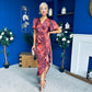 Drew Puff Sleeve Midi Dress Marble Ruby