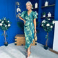 Drew Puff Sleeve Midi Dress Marble Green