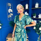 Drew Puff Sleeve Midi Dress Marble Green
