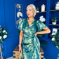 Drew Puff Sleeve Midi Dress Marble Green