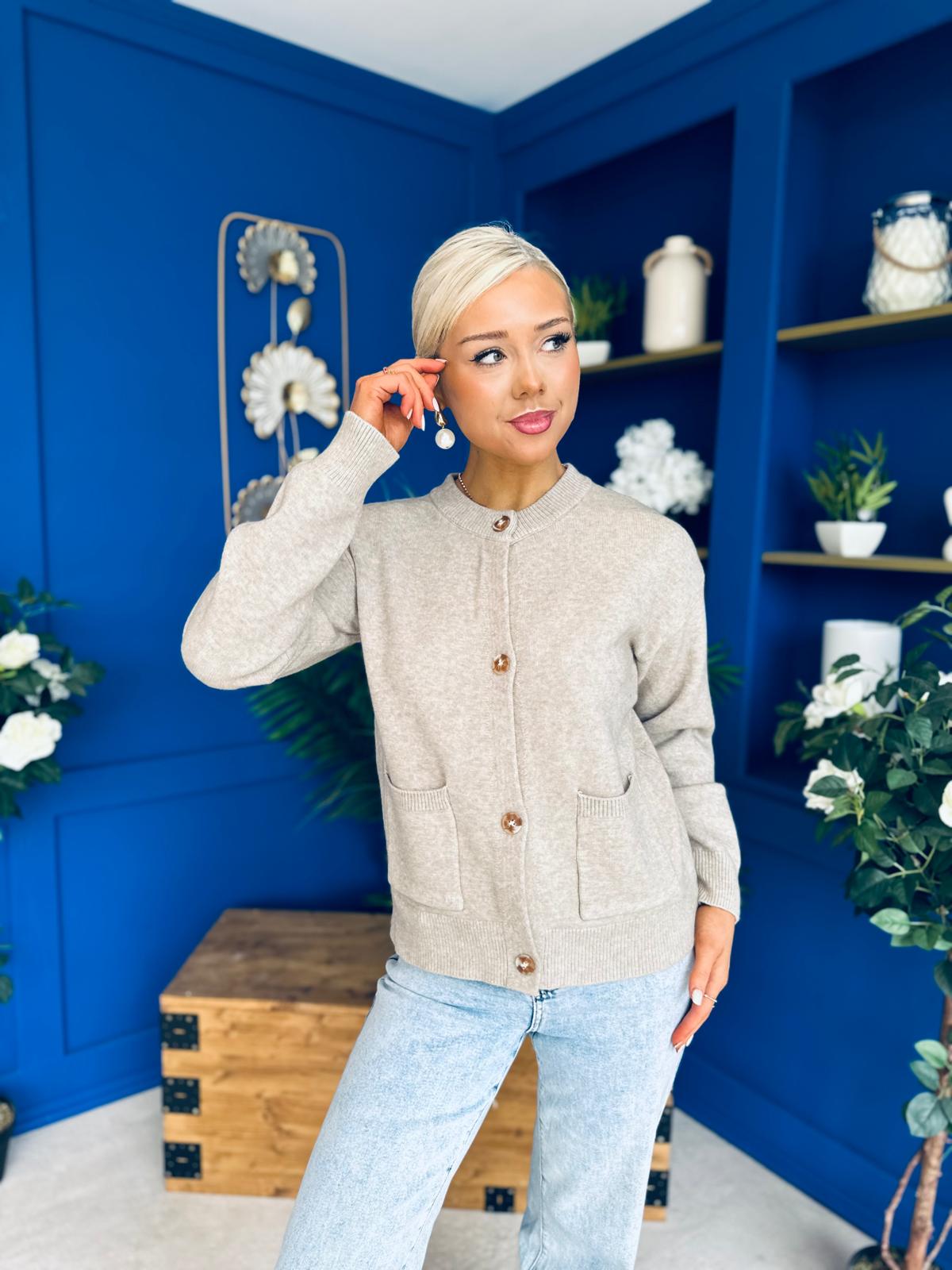 Savi Detailed Cardi Taupe