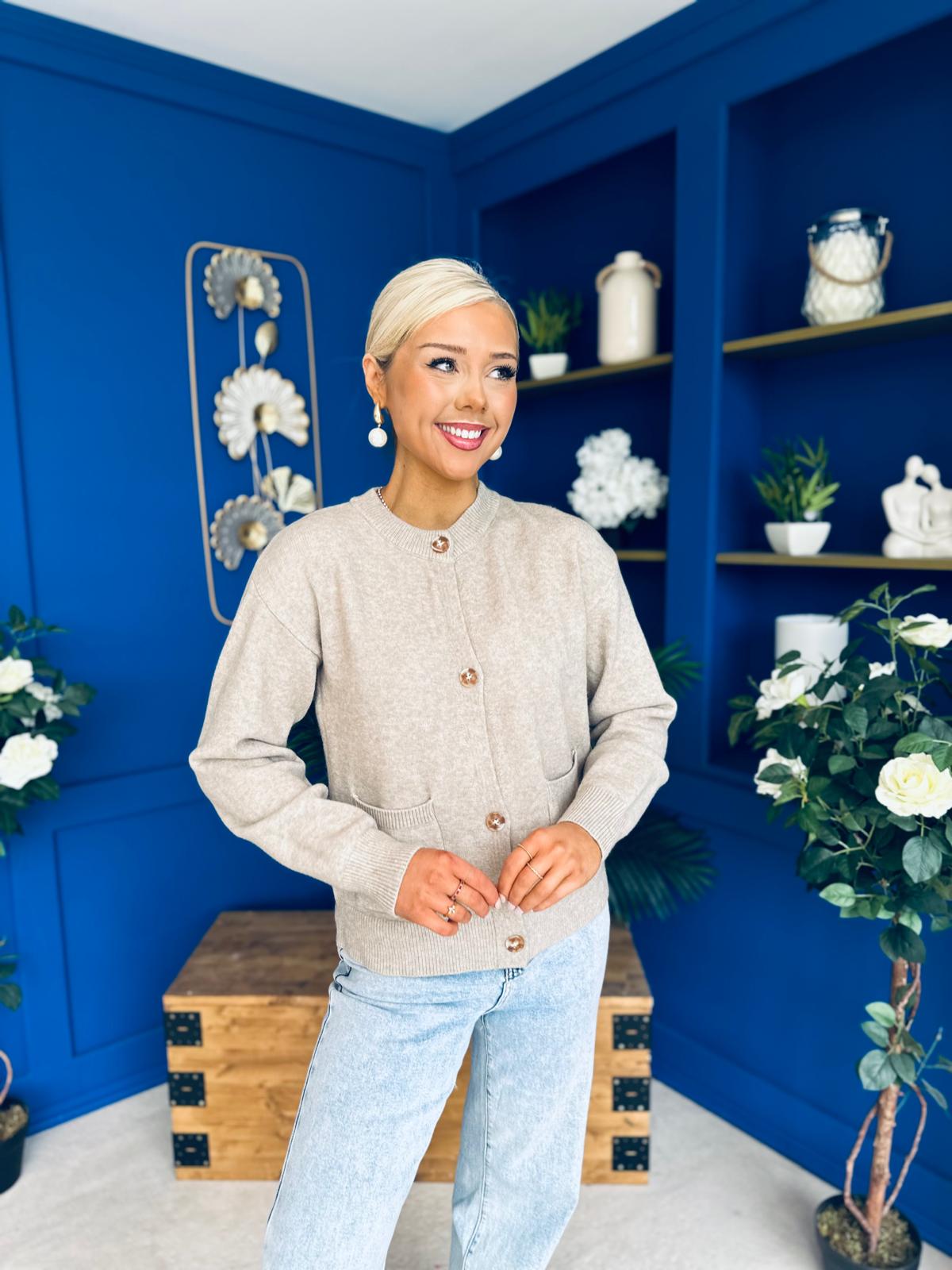 Savi Detailed Cardi Taupe