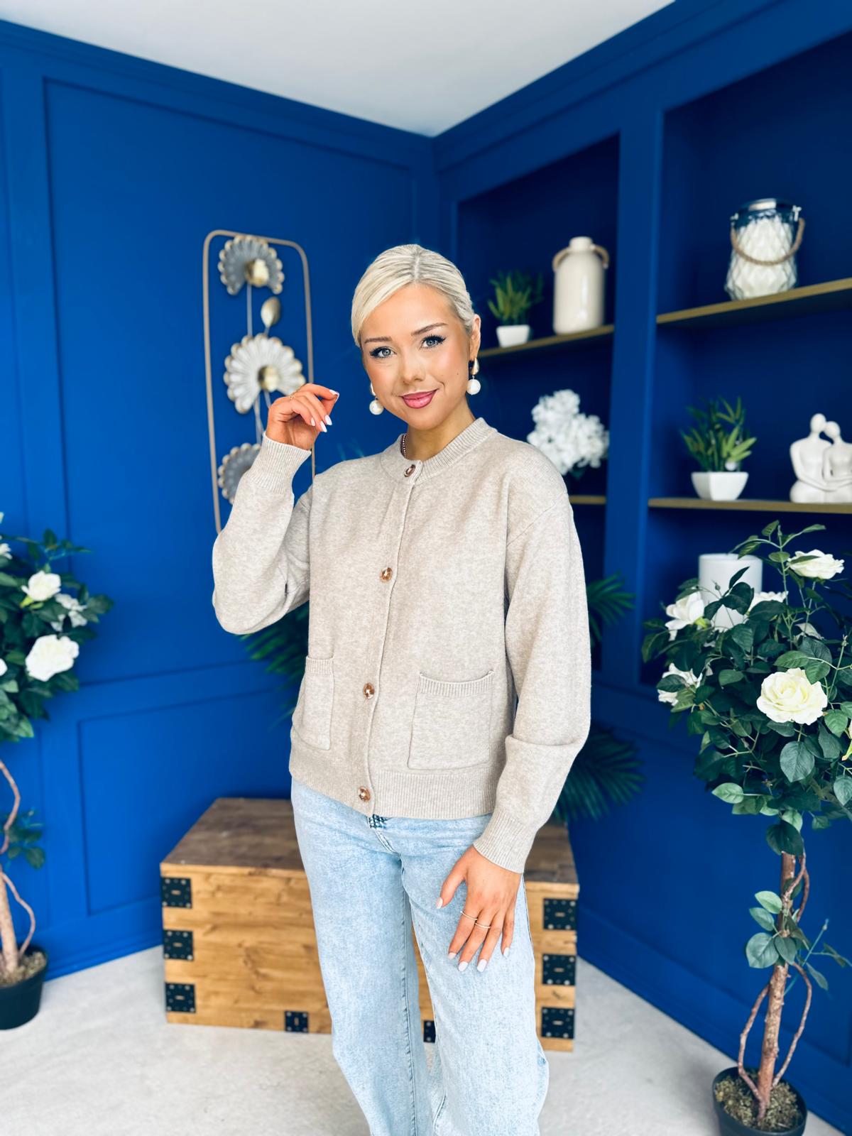 Savi Detailed Cardi Taupe