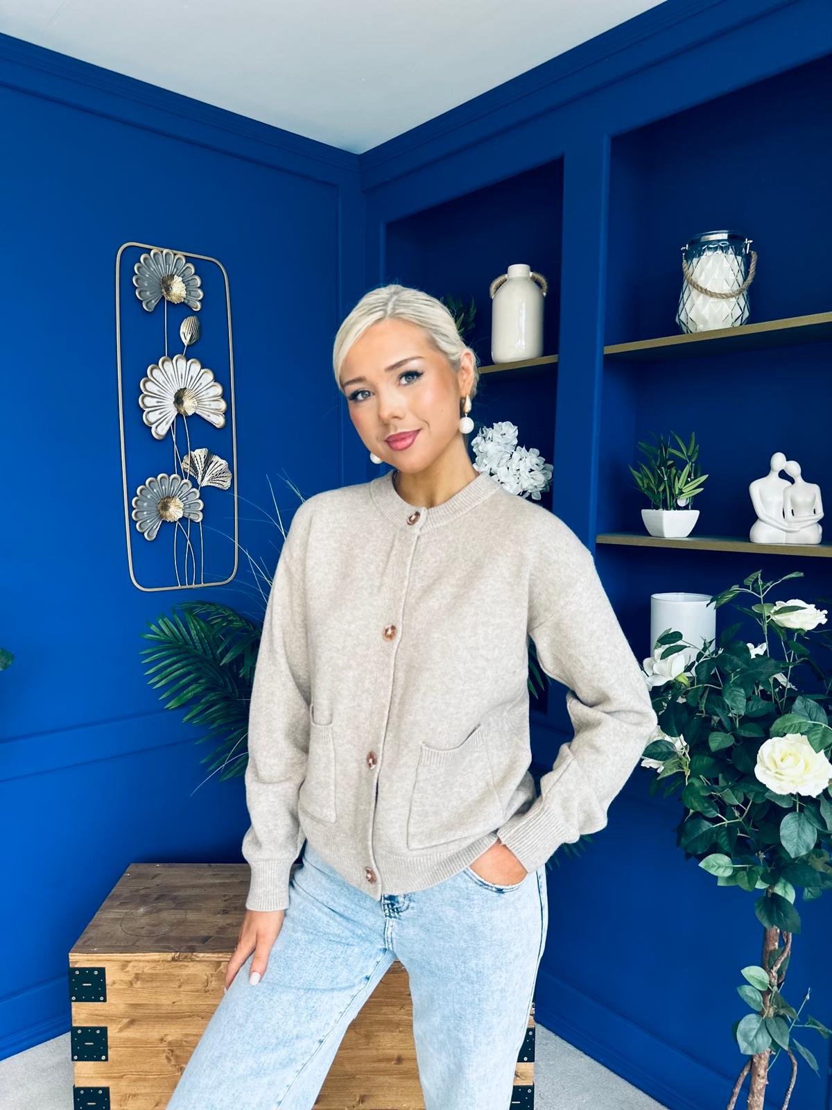 Savi Detailed Cardi Taupe