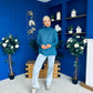 Denise Button Detail Knit Jumper Blue