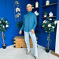 Denise Button Detail Knit Jumper Blue