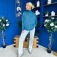 Denise Button Detail Knit Jumper Blue