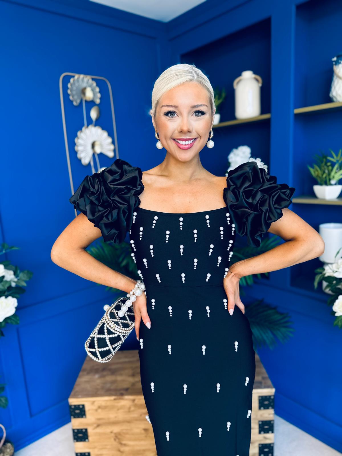Eleanor Pearl Occasion Dress Black
