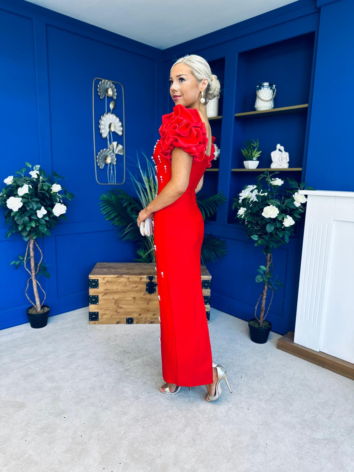 Eleanor Pearl Occasion Dress Red