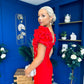 Eleanor Pearl Occasion Dress Red
