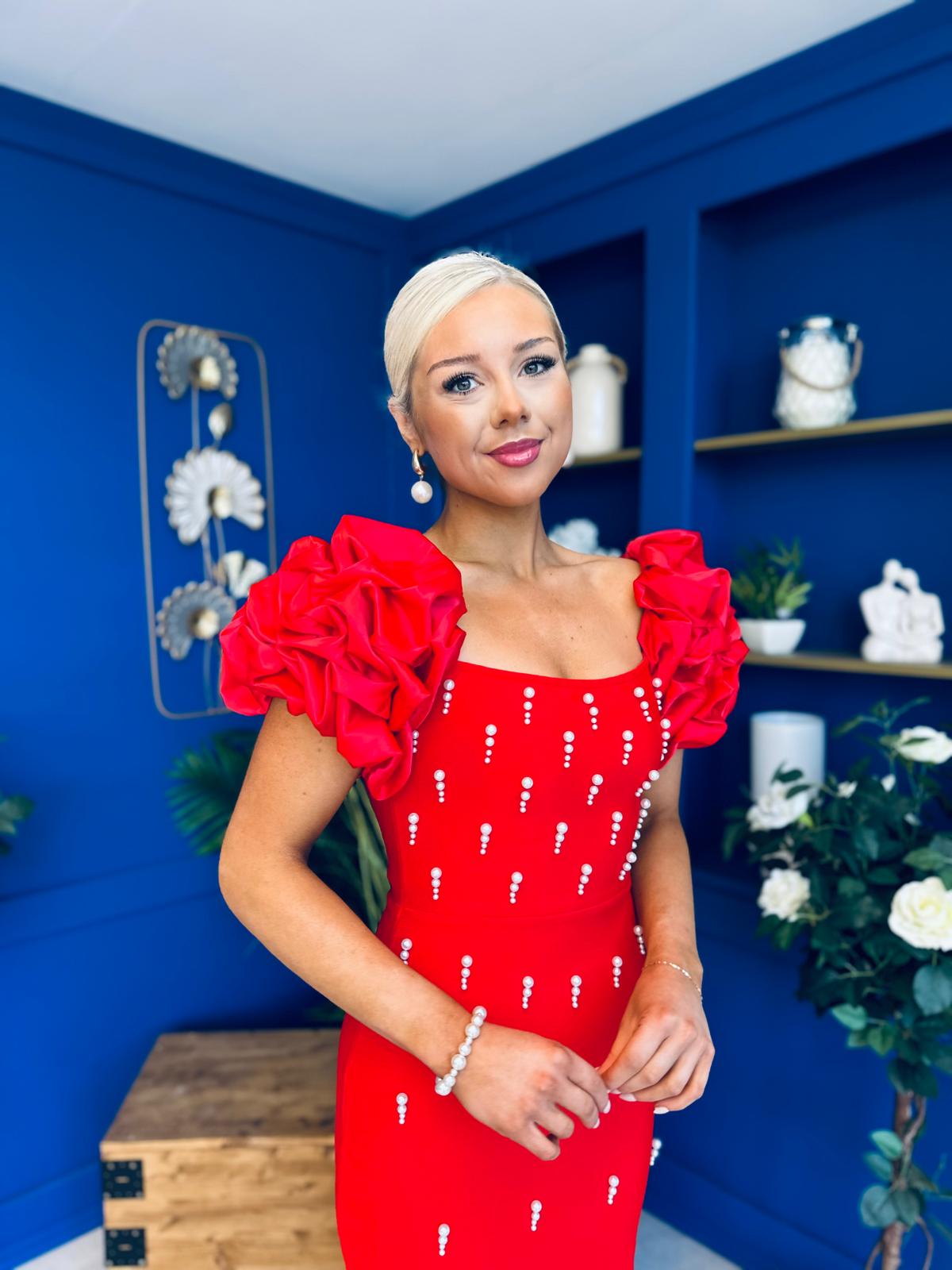 Eleanor Pearl Occasion Dress Red