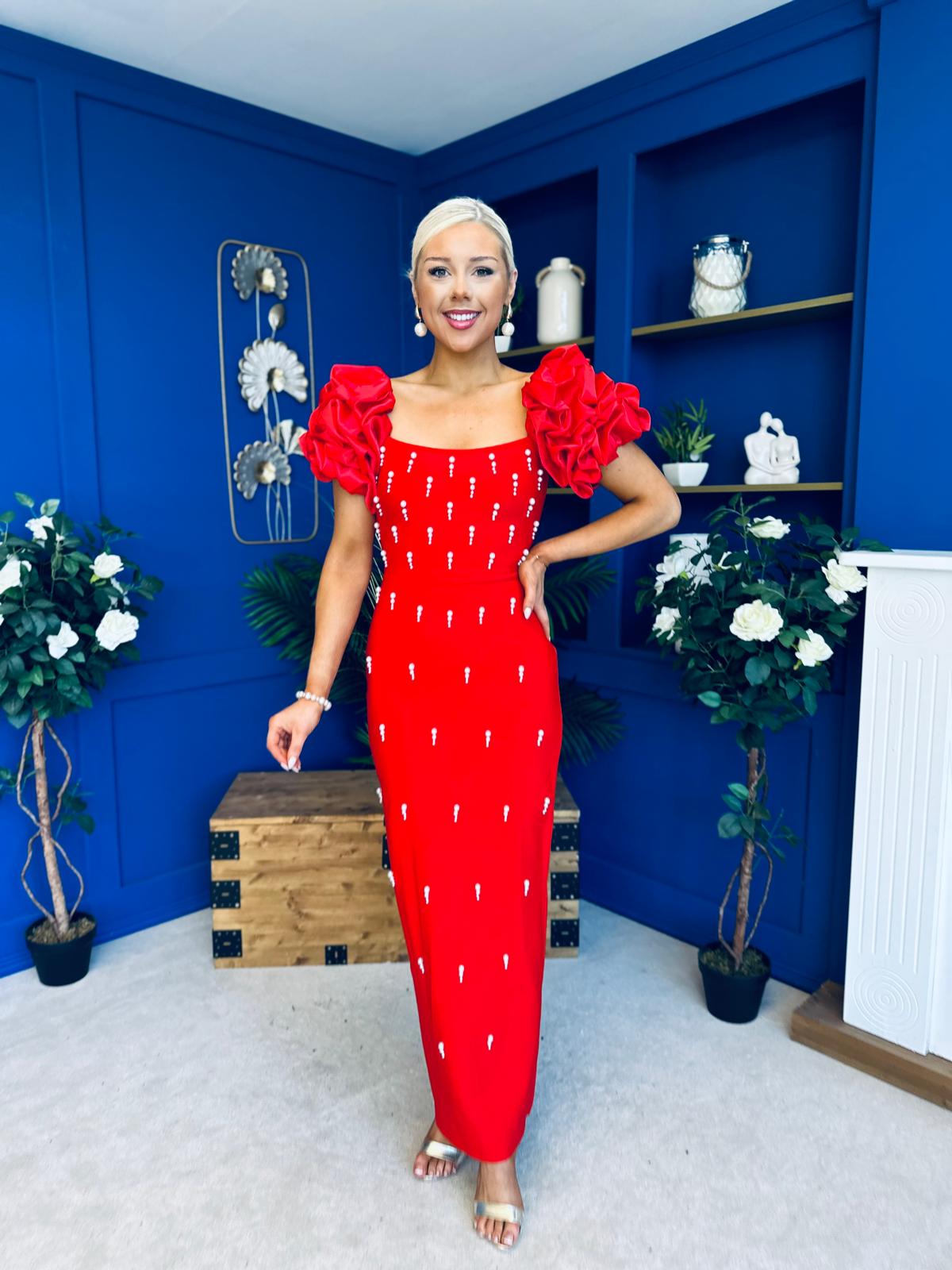 Eleanor Pearl Occasion Dress Red