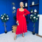Eire Long Sleeve Midi Dress Strawberry