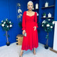 Eire Long Sleeve Midi Dress Strawberry