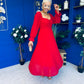 Eire Long Sleeve Midi Dress Strawberry