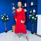 Eire Long Sleeve Midi Dress Strawberry