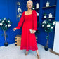 Eire Long Sleeve Midi Dress Strawberry