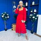 Eire Long Sleeve Midi Dress Strawberry