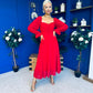 Eire Long Sleeve Midi Dress Strawberry