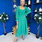Eire Long Sleeve Midi Dress Emerald