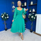 Eire Long Sleeve Midi Dress Emerald
