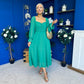 Eire Long Sleeve Midi Dress Emerald