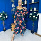 Chloe Long Sleeve Midi Dress Navy
