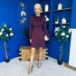 Morrigan Studded Long Sleeve Mini Dress Burgundy