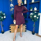 Morrigan Studded Long Sleeve Mini Dress Burgundy