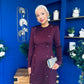 Morrigan Studded Long Sleeve Mini Dress Burgundy
